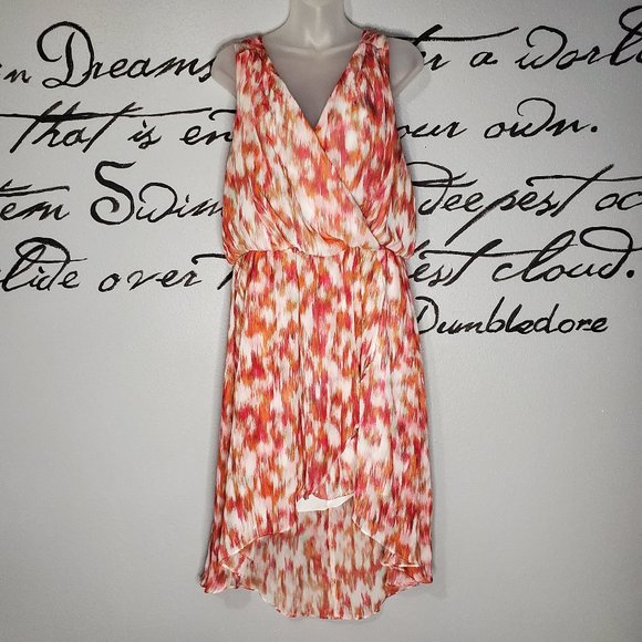 Bisou Bisou Blouson Multicolor Faux Wrap High Low Plus Dress, 16 - Picture 1 of 11